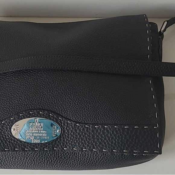 FENDI Black Leather Messenger Bag - Picture 9 of 16